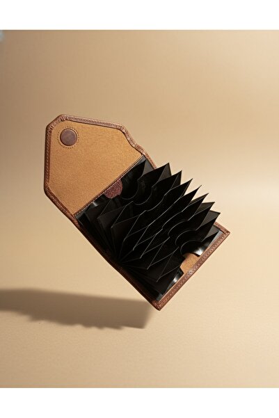 patideri Accordion Leather Card Holder – Genuine Leather, Magnetic, Minimal Model