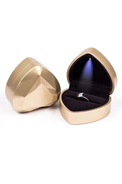 OASISGALORE Heart-Shaped LED Ring Box – Velvet Jewelry Gift Box for Proposal & Engagement