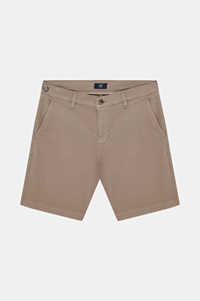 W Collection Mink Cotton Elastane Buttoned Bermuda Shorts