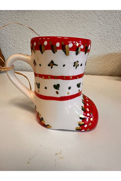 Atolye Atlas Seramik XMAS Market Teması Uzun Çorap Kupa Yılbaşı Figürü