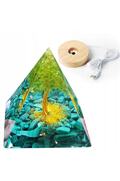 Other Piramidă ORGONIT + BAZA LAMPĂ LED 5cm PIETRE DE CRISTAL AMULETĂ 5cm ÎX12