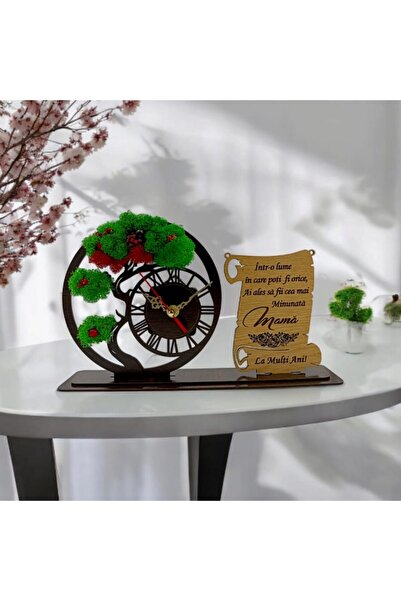 OEM Bonsai Gift Decoration with Clock, Personalized Message for Lawyer, Wenge, 30x18 cm