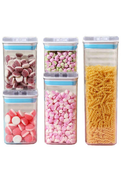 vivimall Kitchen Food Containers, White-Blue Lid | DuoColor