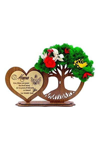 OEM Decoratiune inima copac cu licheni, cadou personalizat cu mesaj pentru Ma...