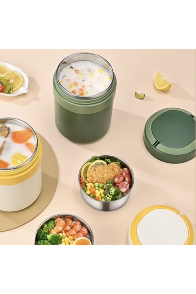 PUFO Stainless steel insulated lunch box with removable inner plate and leak-proof lid