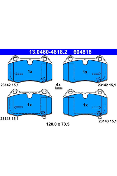 Ate Комплект спирачни накладки за дискови спирачки Nissan 350Z Roadster/350Z ...