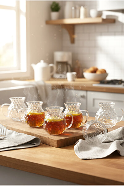 FH finehome 6-Piece Glass Cup Set with Bubble Handle