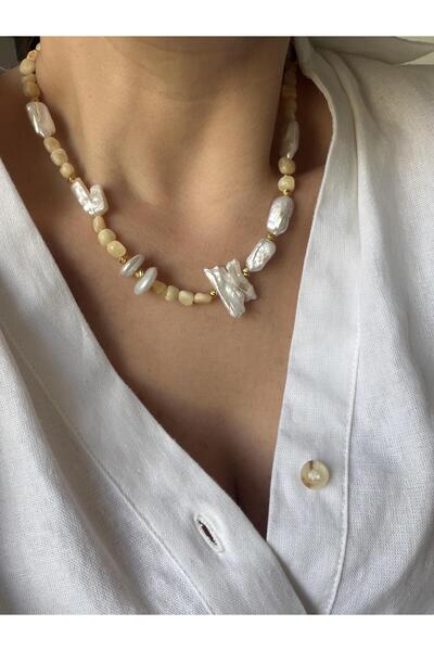 Venus Design Calcite Stone - Pearl Necklace