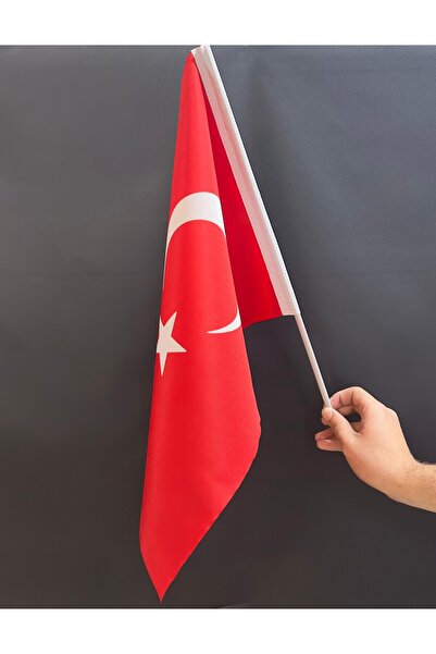 Alpaka 10 Adet 20x30 Cm - Bez Kumaş Sopalı Türk Bayrağı