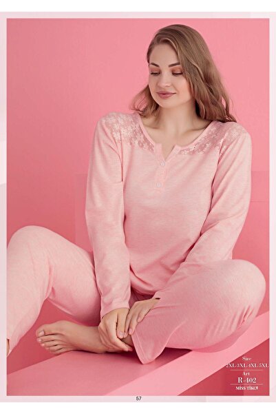 civetta Plus-Size Cotton Lace Embroidered Pajama Set