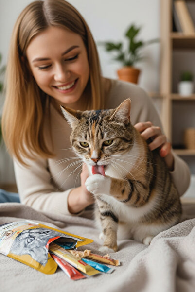 Wanpy 25'li Ödül Maması - Tavuklu & Somonlu - Kedi Ödülü-Mermer Bardak Altlığı Hediyeli
