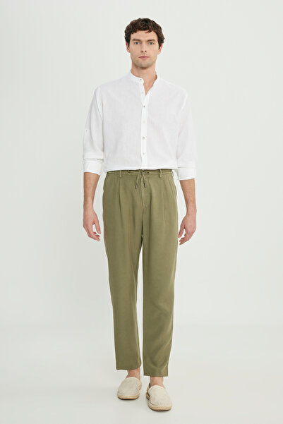 ALTINYILDIZ CLASSICS Men's Khaki Soft Textured Slim Fit Slim Fit Tie Waist Si...