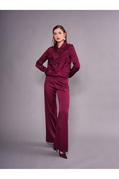 SERPİL Yüksek Bel Dökümlü Geniş Paça Kadın Kumaş Pantolon 50837