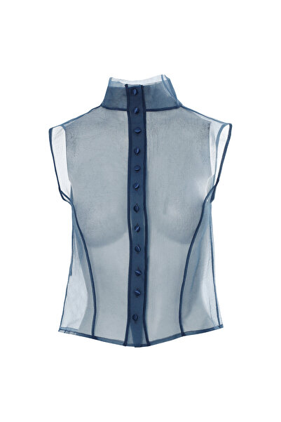 GİZİA Boğazlı Transparan Organze Bluz