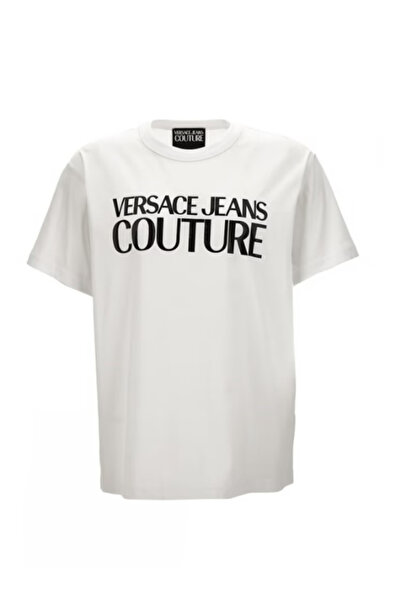 Versace Men's Regular Fit Round Neck Short Sleeve White T-Shirt 78Gahe05Cj00E-003