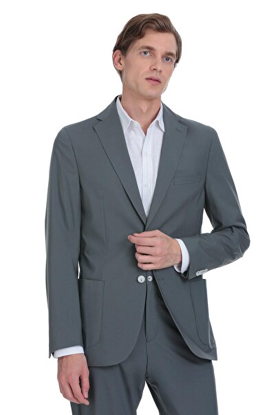 Hatemoğlu Antrasit Slim Fit Mono Yaka Casual Takım Elbise