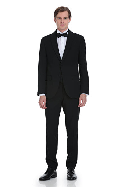 Hatemoğlu Siyah Slim Fit Çıkma Şal Yaka Damatlık