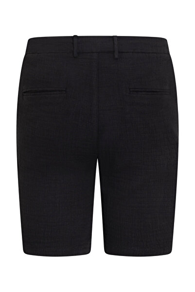 Hatemoğlu Black Relaxed Fit 100% Cotton Shorts with Side Pockets