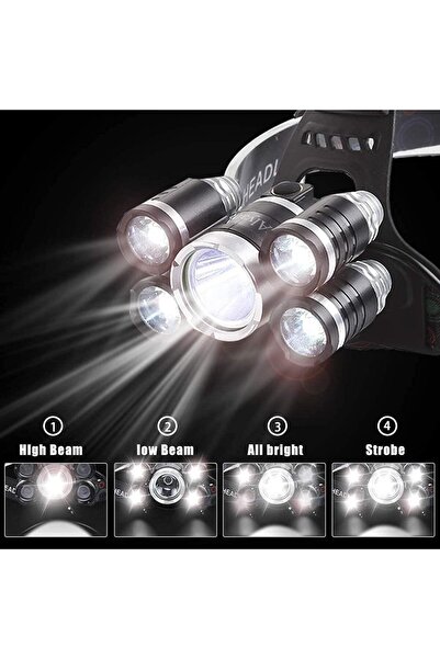 Mighty ŞARJLI 5 LED 18000 LÜMEN KAFA LAMBASI