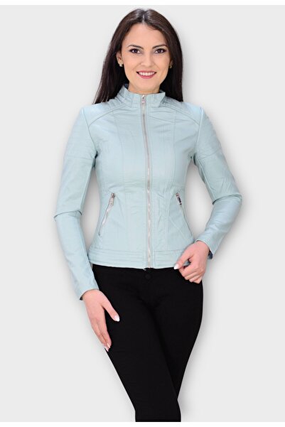 Elis Fashion Mint Green Eco-Leather Jacket