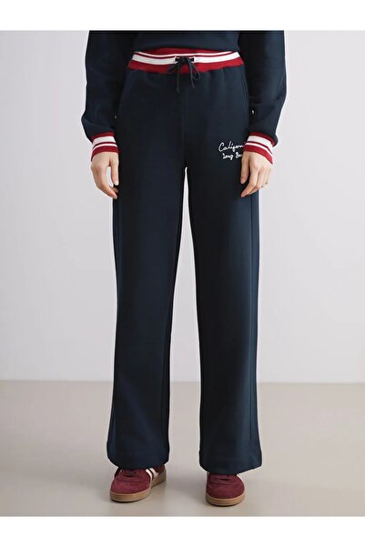 LC Waikiki XSIDE Lacivert California Nakışlı Kadın Kalın Eşofman Altı