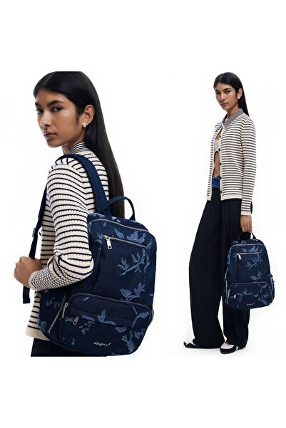 Desigual Large women's denim backpack, Desigual, Kilo Chester Mini series, Navy blue