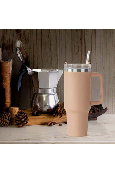 vivimall Thermos Mug Hot Cold Drinks with Pale Pink Handle | FreshBox