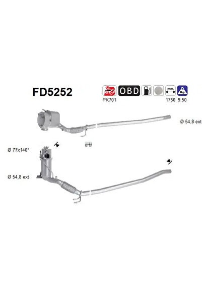 As Филтър за сажди/частици изпускателна система VW Passat B6/Passat Cc B6