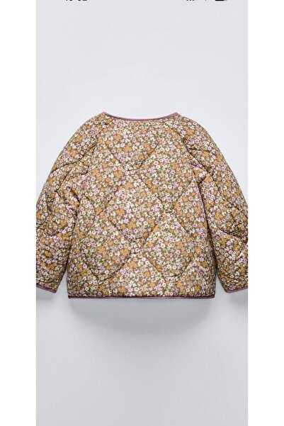 Motebarn Wear Kız Çocuk Kapitone Çicekli Astarlı Mont