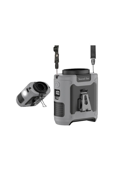 AyShop Socool Fan 8000mah Taşınabilir Bel Fanı, Güçlü Rüzgar, Telefon Antrasit Gri