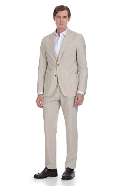 Hatemoğlu Bej Slim Fit Mono Yaka Casual Takım Elbise