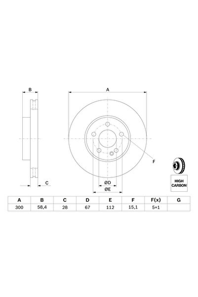 Bosch Disc Frana Mercedes-Benz Viano/Vito / Mixto Caroserie/Vito Bus
