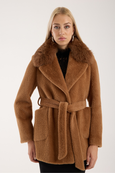 ŞEYDA ERTEM CAMEL KÜRK MONT