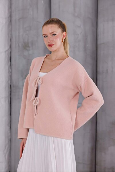 Pulli Collection Textured Knit Cardigan with Tie Detail