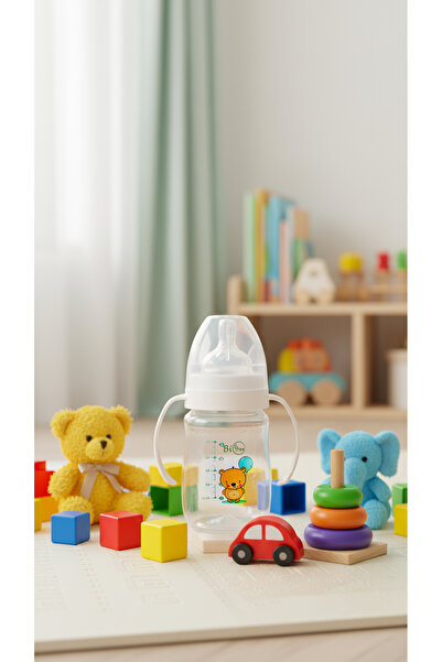 BiTree Baby Bitree 801 Mavi Geniş ağızlı PP biberon 150 CC (Tutma Kulplu) +6 Ay