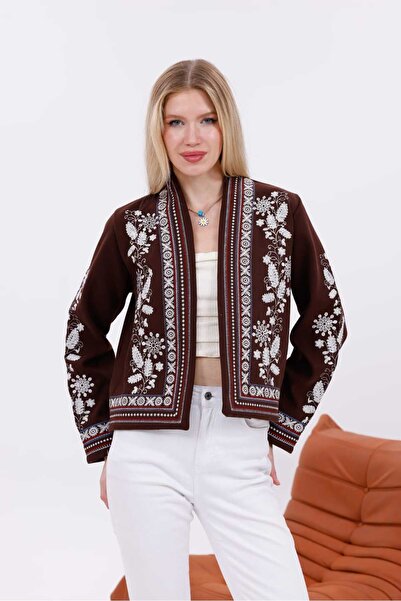 Pulli Collection Etnik Nakış Detaylı Koton Ceket