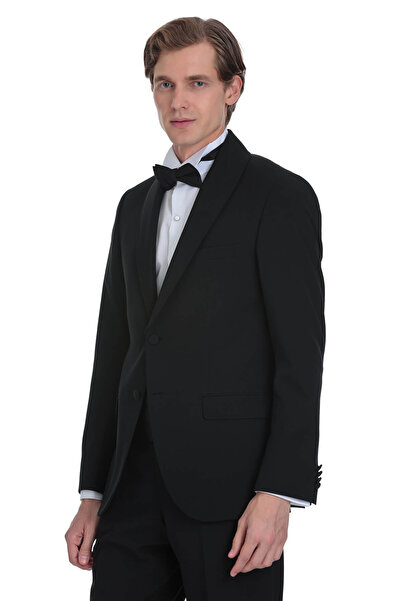 Hatemoğlu Siyah Slim Fit Çıkma Şal Yaka Damatlık