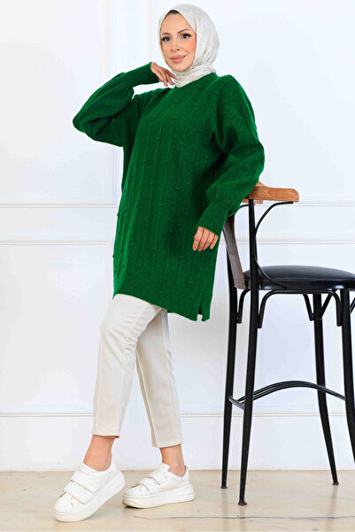 benguen Tunica tricotată cu model K6003 kaki