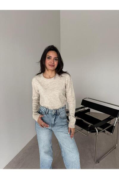 Bade Butik بلوزة أساسية باللون البيج ذات جودة ممتازة