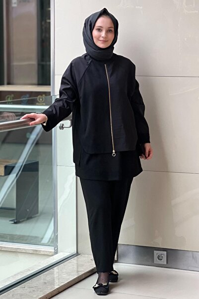 Ghisa Mix Fabric Piece Patterned Tunic Trousers Set 4133