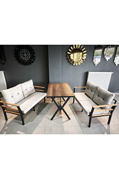 Serdemdizayn Serdem-(kuqu)-2+2+masa Bahçe Balkon Mobi̇lya Takimi (krem)