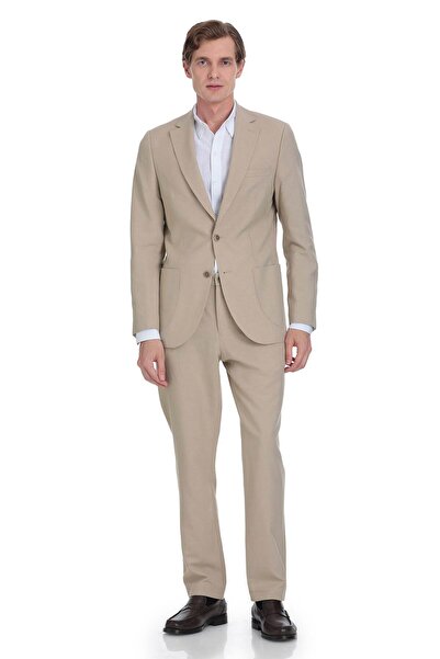 Hatemoğlu Mink Slim Fit Mono Collar Linen Suit