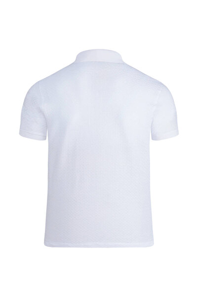 Hatemoğlu White Regular Fit 100% Cotton Polo Neck Mercerized T-Shirt