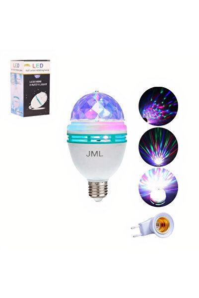 JML Rotating LED bulb, with multi-colored light and adapter included 15x8cm