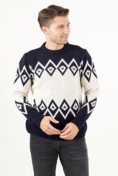 F&K Чоловічий трикотажний светр з візерунком жакард