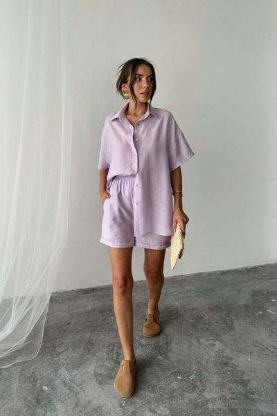 SGM BUTİK Shirt - Shorts Set - Lilac