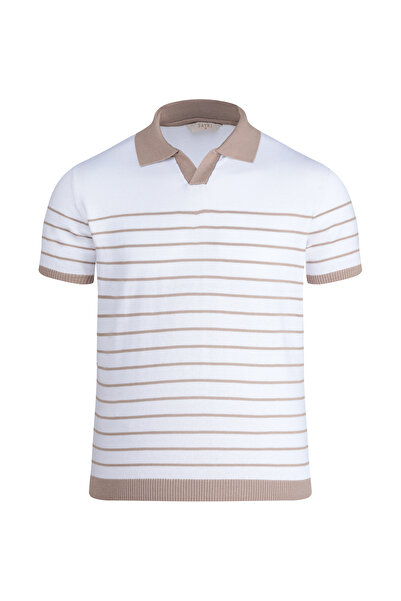 Hatemoğlu Mink Regular Fit Apache Collar Cotton T-Shirt