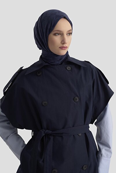 Armine TREND Belden Bağlamalı Yarım Trençkot Lacivert 25YT528