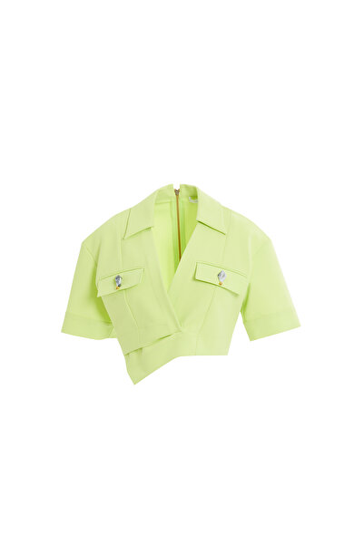 GİZİA Doğal Süslemeli Crop Bluz