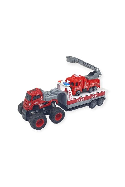 Vardem Fire Truck Carrying Friction Powered Tow Truck Set - with Ladder (Lisinya)